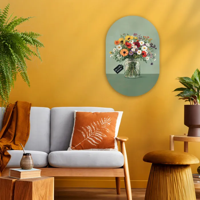 Bloemen - Vaas - Kaartje Wandcirkel Ovaal Forex klein -sfeer4