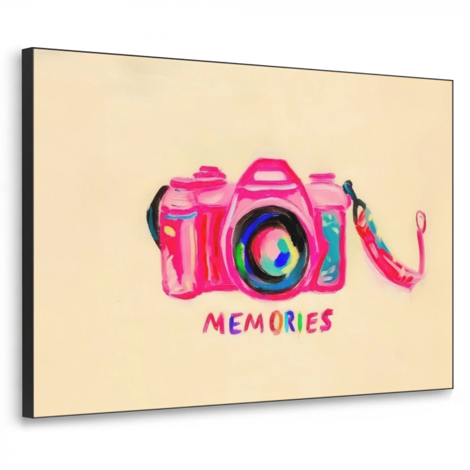 Camera - Memories - Roze - Geschilderd Textielframe - compleet frame klein -3d