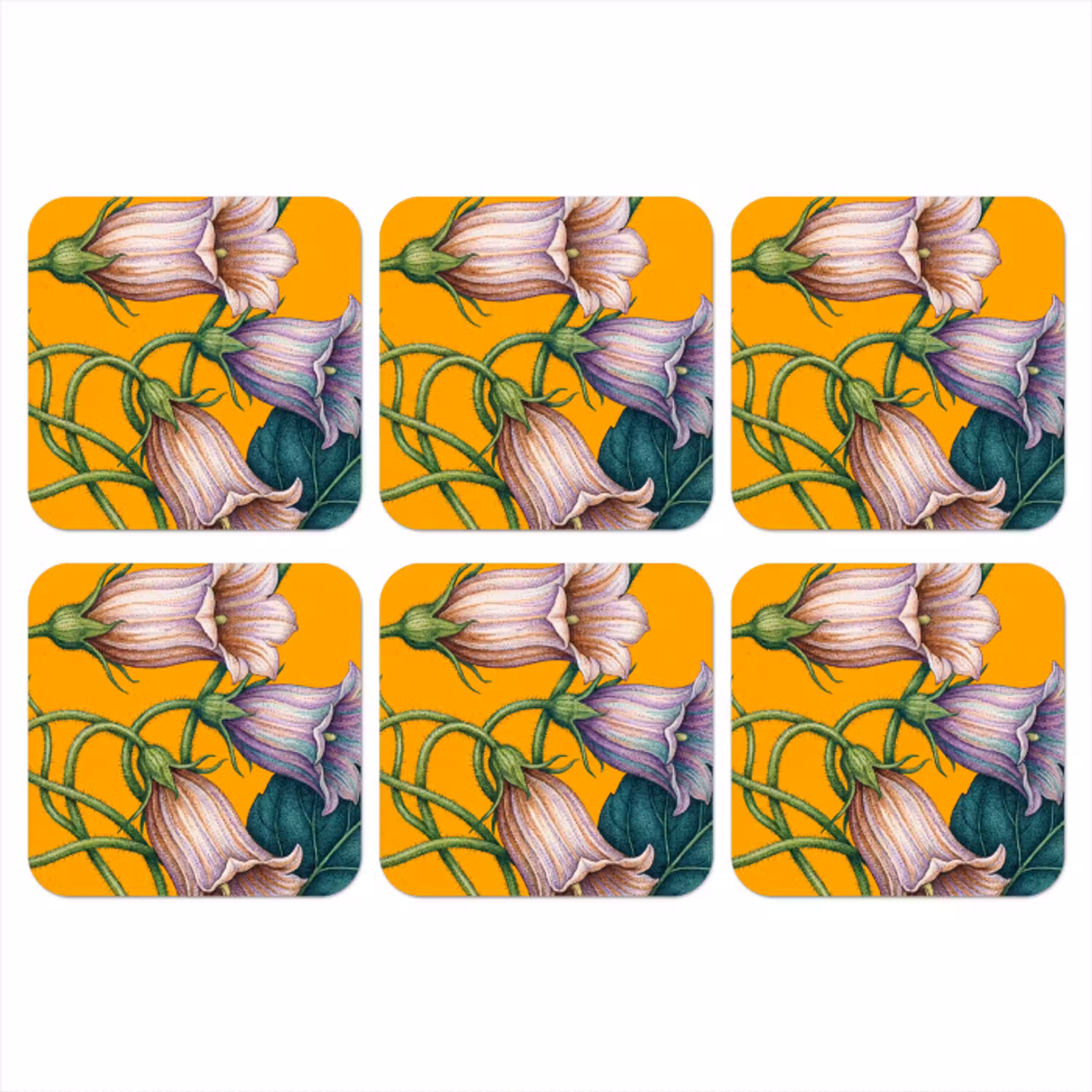 Bloemen - Botanisch - Geel onderzetter kurk middel -3d