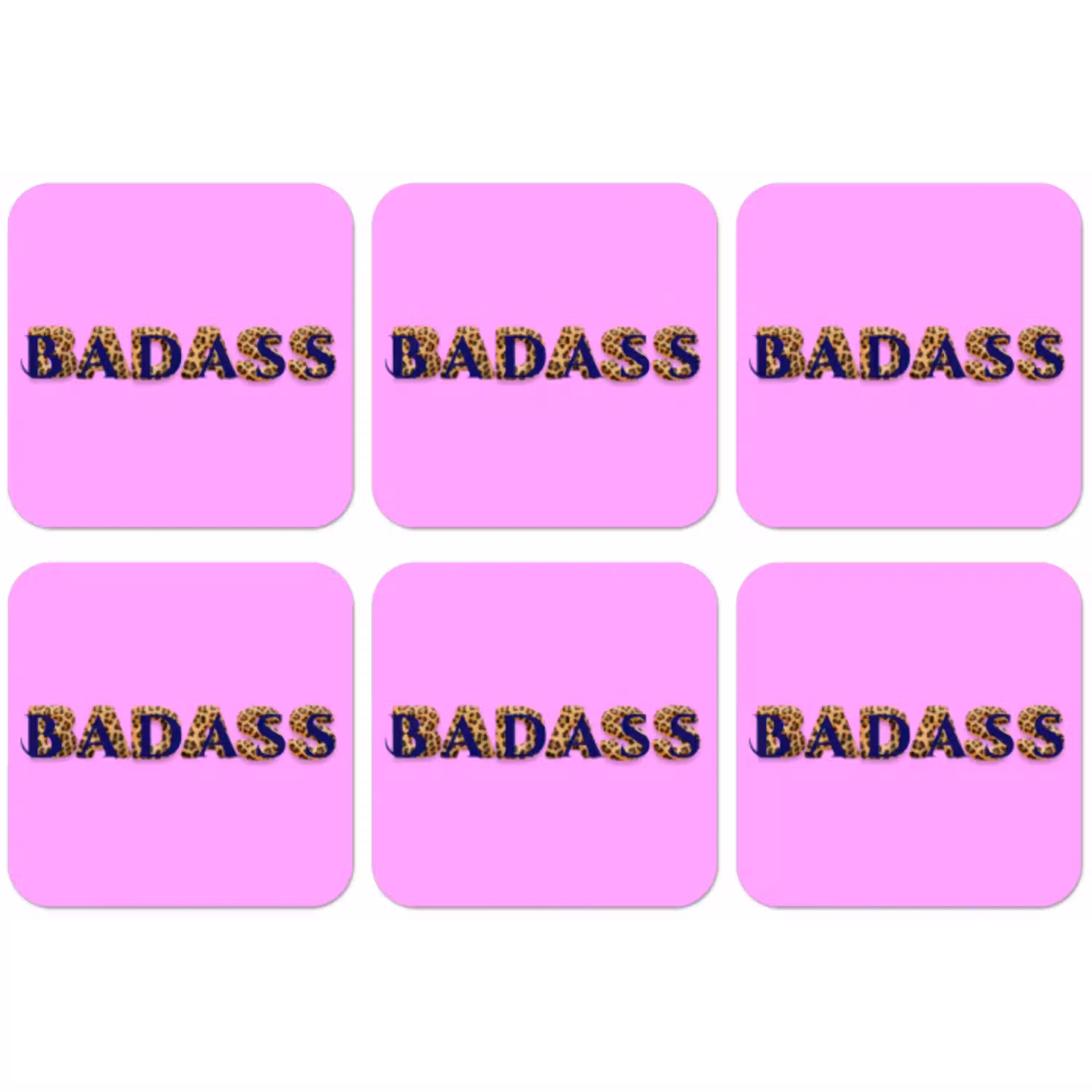 Felroze - Badass - Panterprint - Schaduw onderzetter kurk middel -zkaufland3dotto