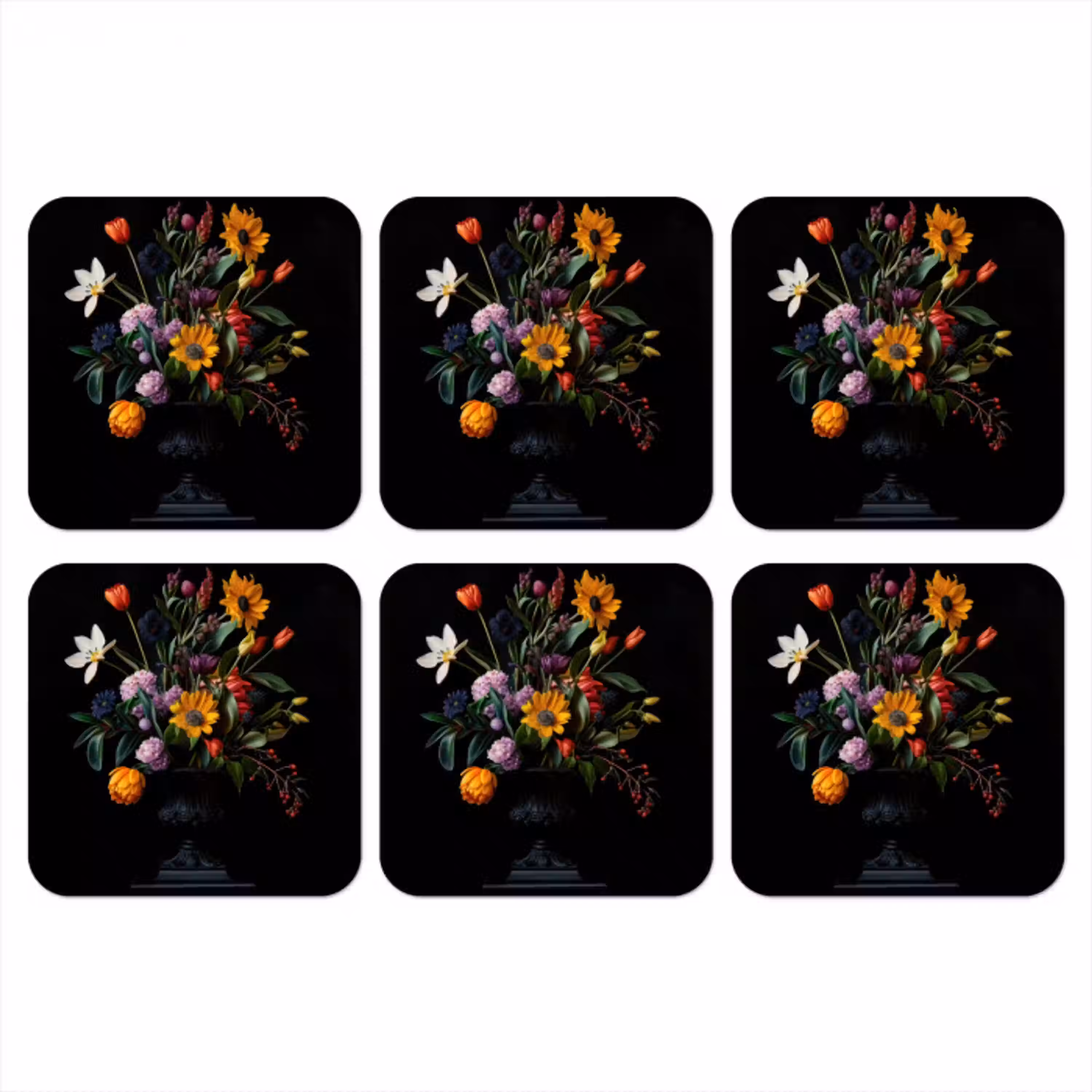 Zonnebloemen - Boeket - Kleurrijk onderzetter kurk middel -3d