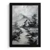 Hut - Grijs - Bergen - Mistig fotolijst zwart zonder passe partout klein -3d