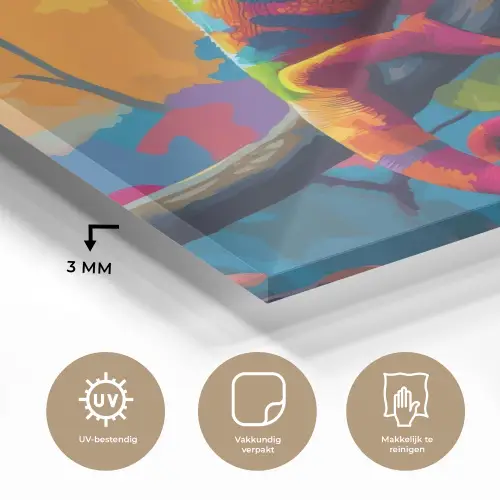 Kameleon - Tak - Gestreept - Bladeren plexiglas 5mm klein -sfeer2