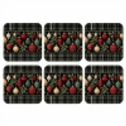 Kerstballen - Rood - Hulsttakken - Patroon onderzetter kurk middel -3d