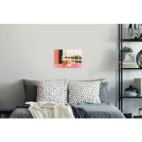 Bloemen - Koffie - Raam Muursticker klein -slaapkamer