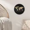 Wereldkaart - Beige - Zwart Wandcirkel plexiglas klein -sfeer5