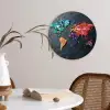 Wereldkaart - Edelstenen - Regenboog - Ruw Wandcirkel kunststof plaat 5mm dik klein -sfeer4
