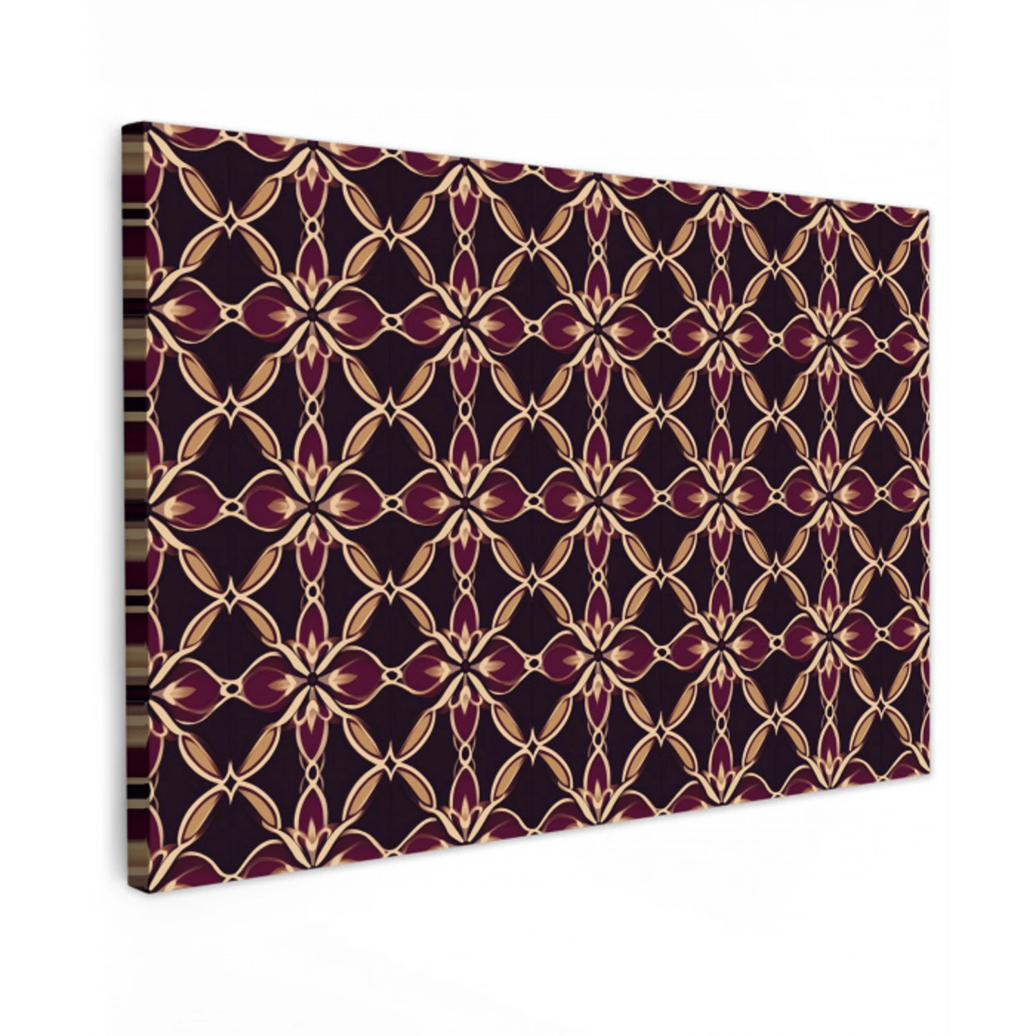 Symmetrisch - Tegel - Burgundy Tuinposter op houten frame 2 cm dik klein 845 -3d