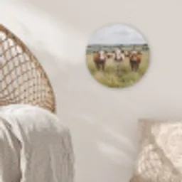 Koeien - Portret - Weide - Boerderij - Nieuwsgierig Akoestische PET Vilt - Rond klein -sfeer4