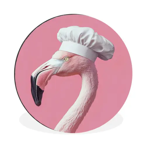 Flamingo - Roze - Koksmuts - Vogel Wandcirkel aluminium klein -3d