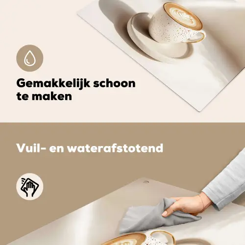 Cappuccino - Schuim - Schotel - Beige Inductie beschemer met haakjes klein -ky-schoon-nl