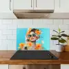 Bloemen - Vrouw - Zonnebril - Blauw keuken achterwand spatscherm klein -sfeer2
