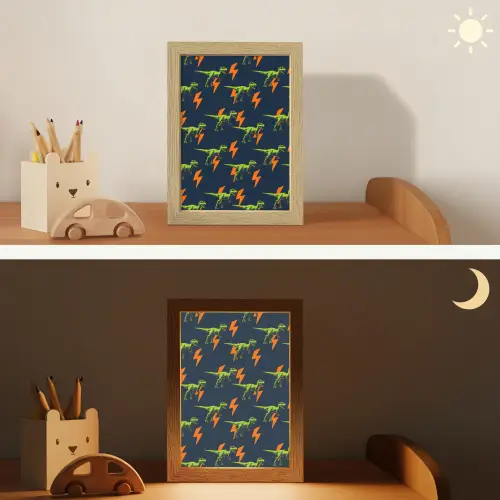 Bliksemschichten - Oranje - Dinosaurussen Light Box met kabel klein -sfeer3_kind