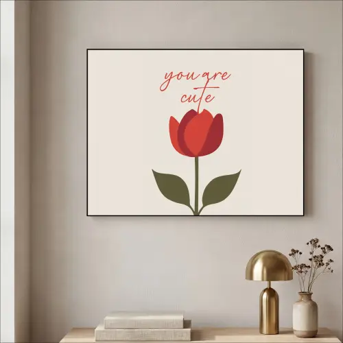 Roos - Rood - Bloem - Valentijn Textielframe - compleet frame klein -sfeer2