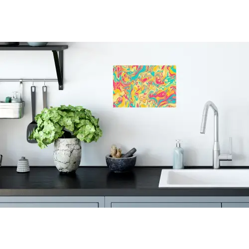Geel - Roze - Blauw - Retro Muursticker klein -keuken