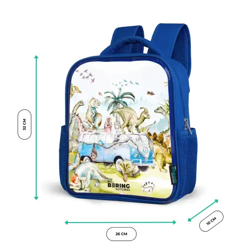 Busje met dino's Kinderrugzak - Blauw middel -productfoto_formaten
