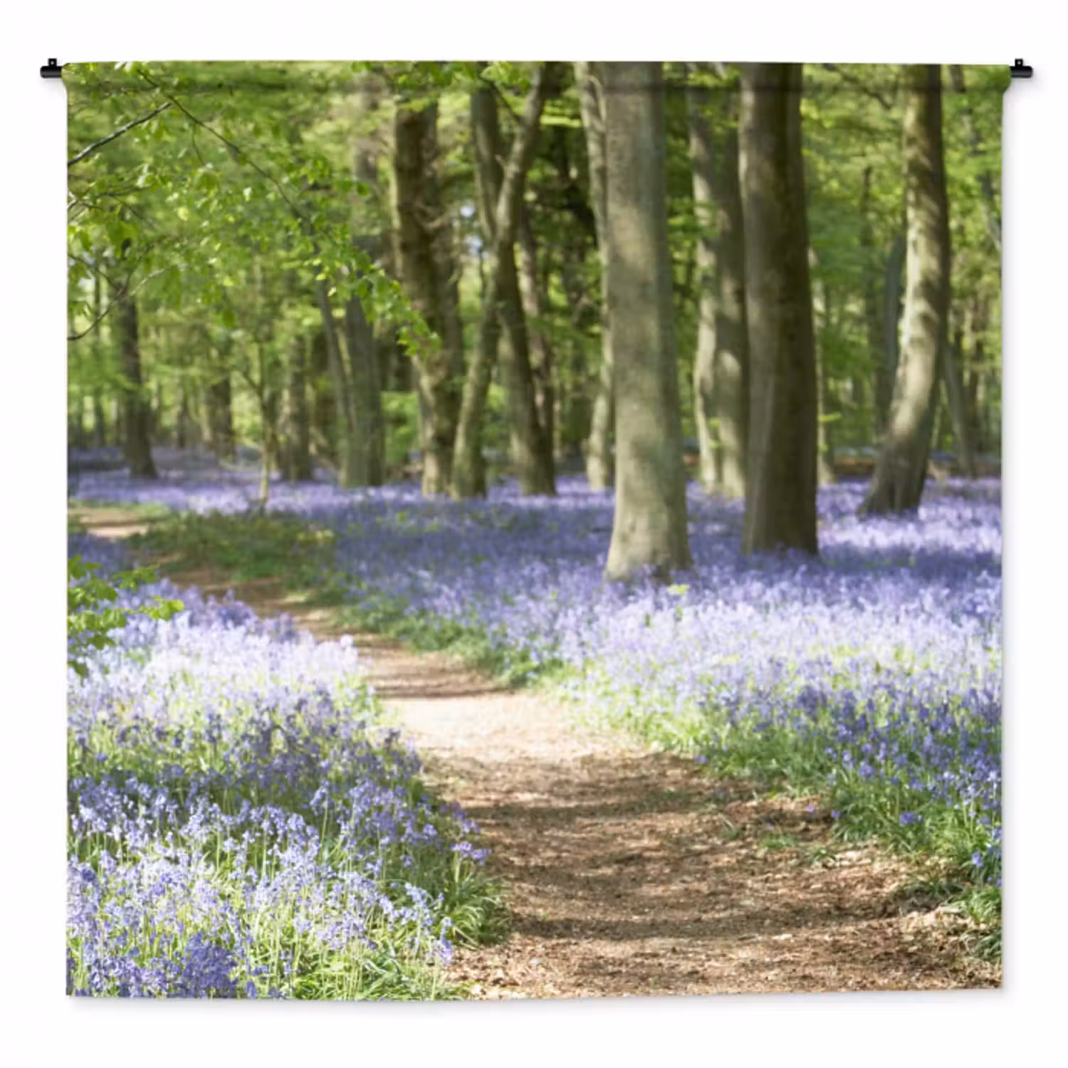 Wandteppich - Wald - Weg - Blumen - Lila - Grün - Natur
