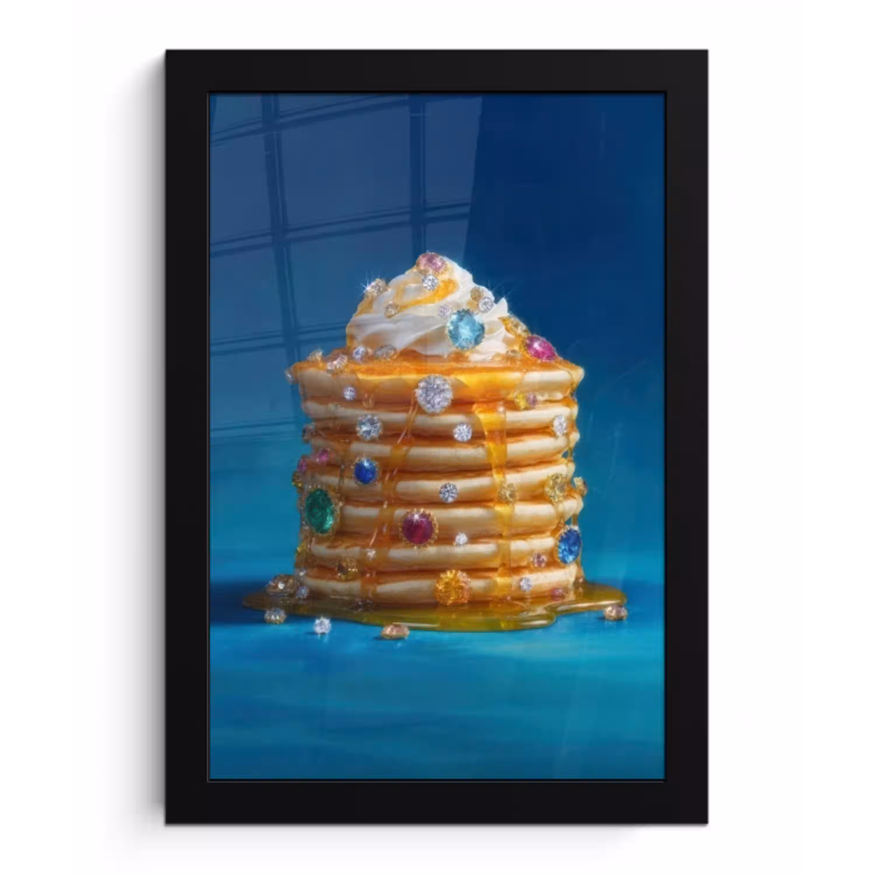 Pannenkoeken - Steentjes - Glitter - Slagroom fotolijst zwart zonder passe partout klein -3d