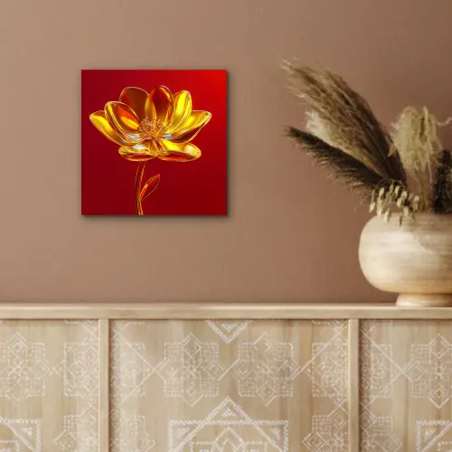 Bloem - Goud - Glazen aluminium wit klein -sfeer4