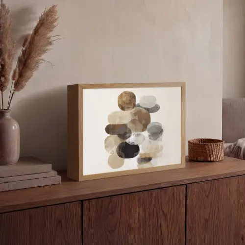 Ovaal - Kleurvlakken - Penseelstreken Light Box met batterij (Wandlamp) middel -sfeer2