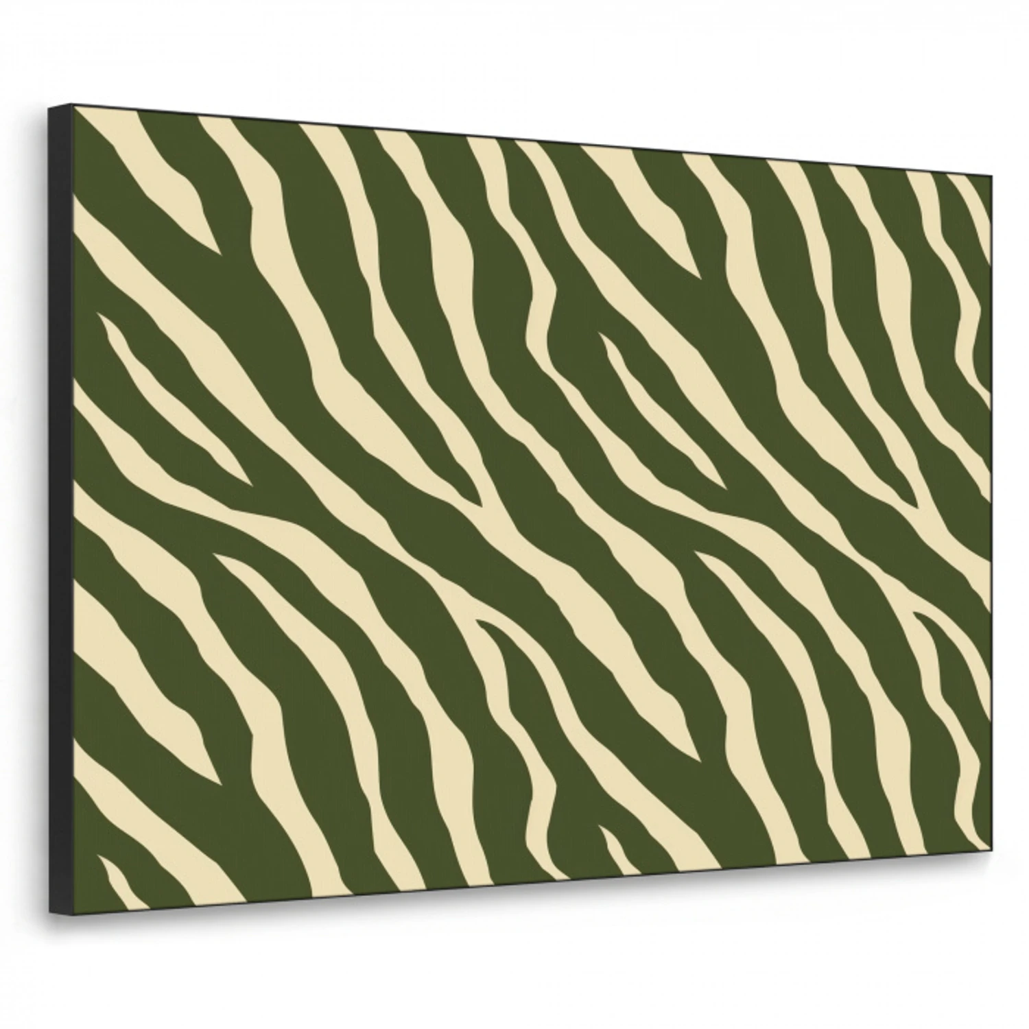 Zebra - Patroon - Groen Textielframe zwart klein 947 -3d