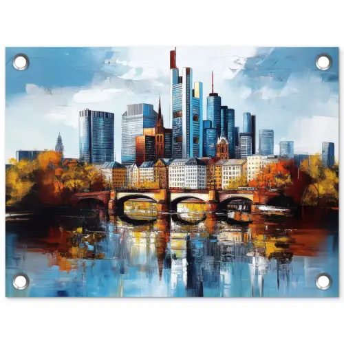Bomen Frankfurt- Stad - Skyline - Brug tuinposter los doek klein -3d