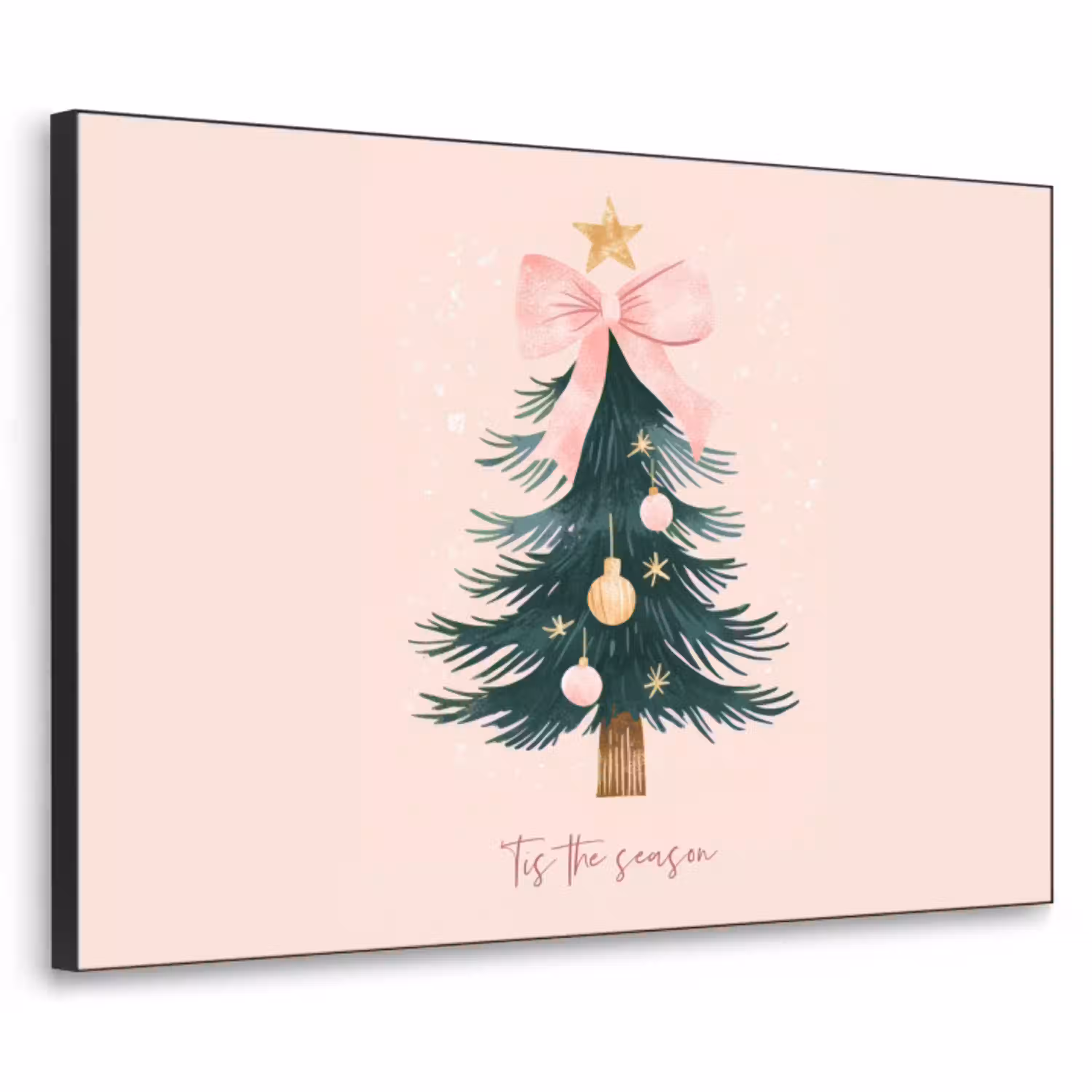 Christmas Season - Kerst - Kerstboom - Roze Textielframe zwart klein -3d