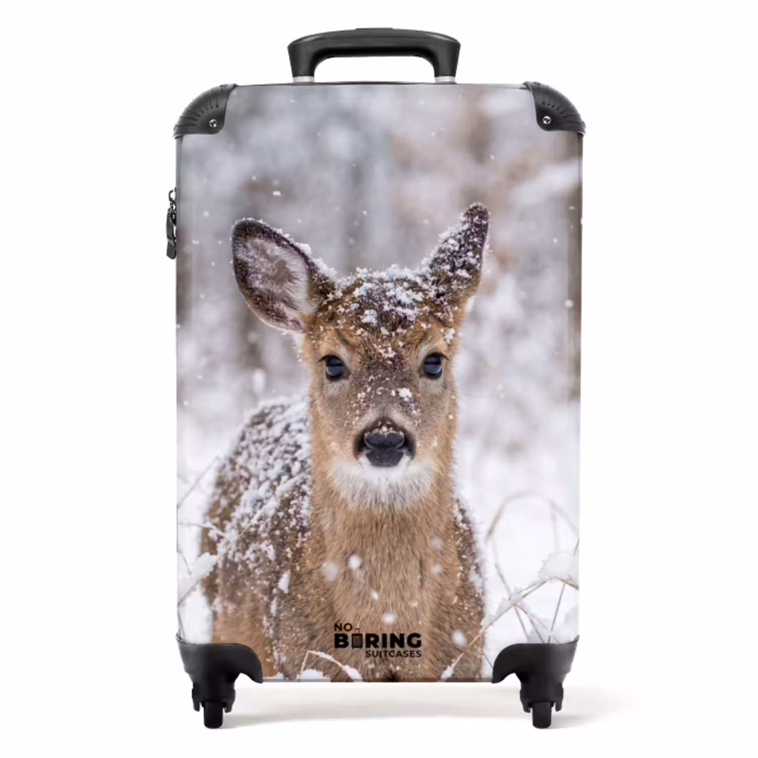 Hert - Sneeuw - Bos - Dieren - Vertederend NBS - Handbagage koffer - Volwassenen Unisex middel -productfoto_recht