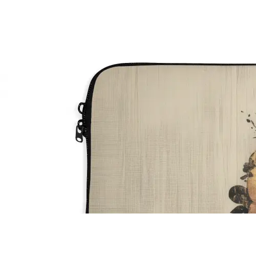 Gezicht - Bloemen - Zwart - Vrouw laptophoes neopreen klein -detail