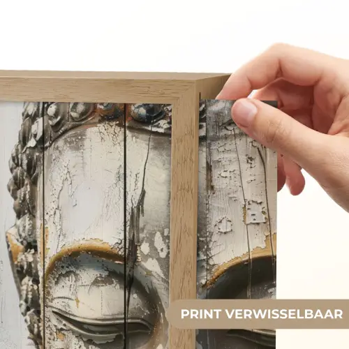 Boeddha - Houtlook - Modern - Industrieel Light Box met batterij (Wandlamp) middel -USP_websiteprintNL