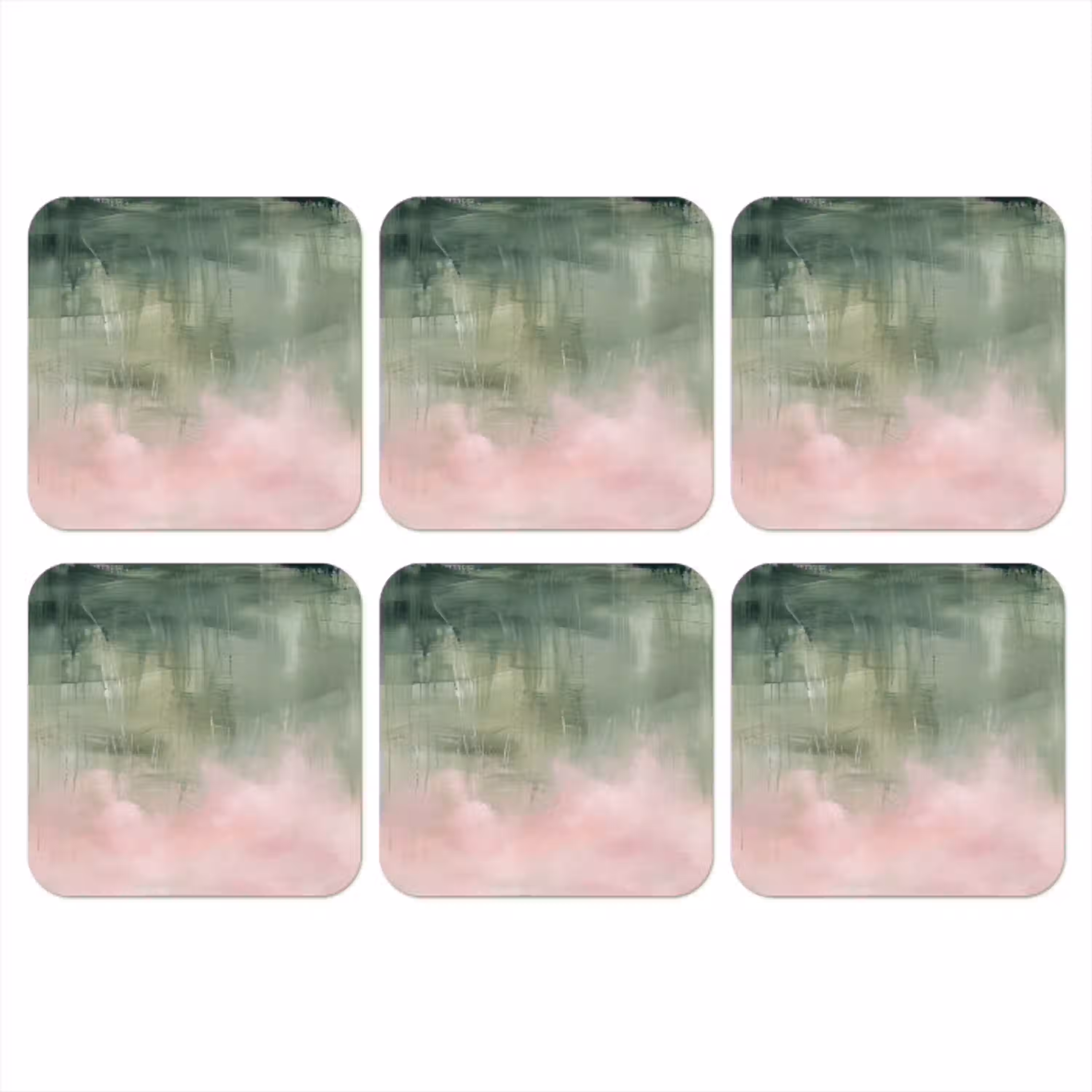 Kunst - Abstract - Modern - Groen - Roze onderzetter kurk middel -3d