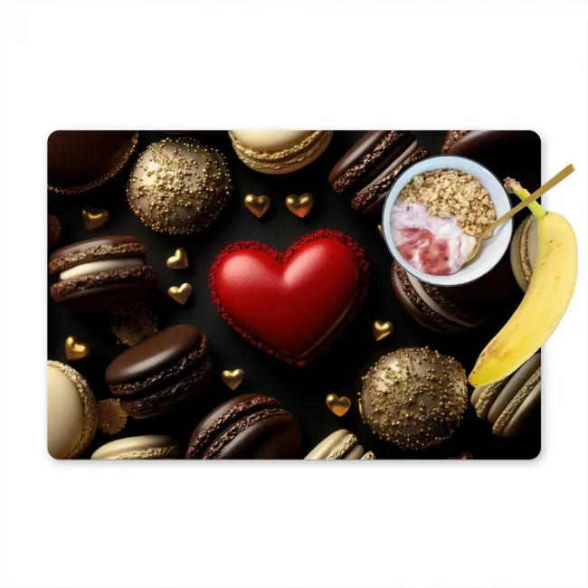 Macarons - Rood - Hart Placemat vinyl groot -zzzproduct_Kitchenyeah-website