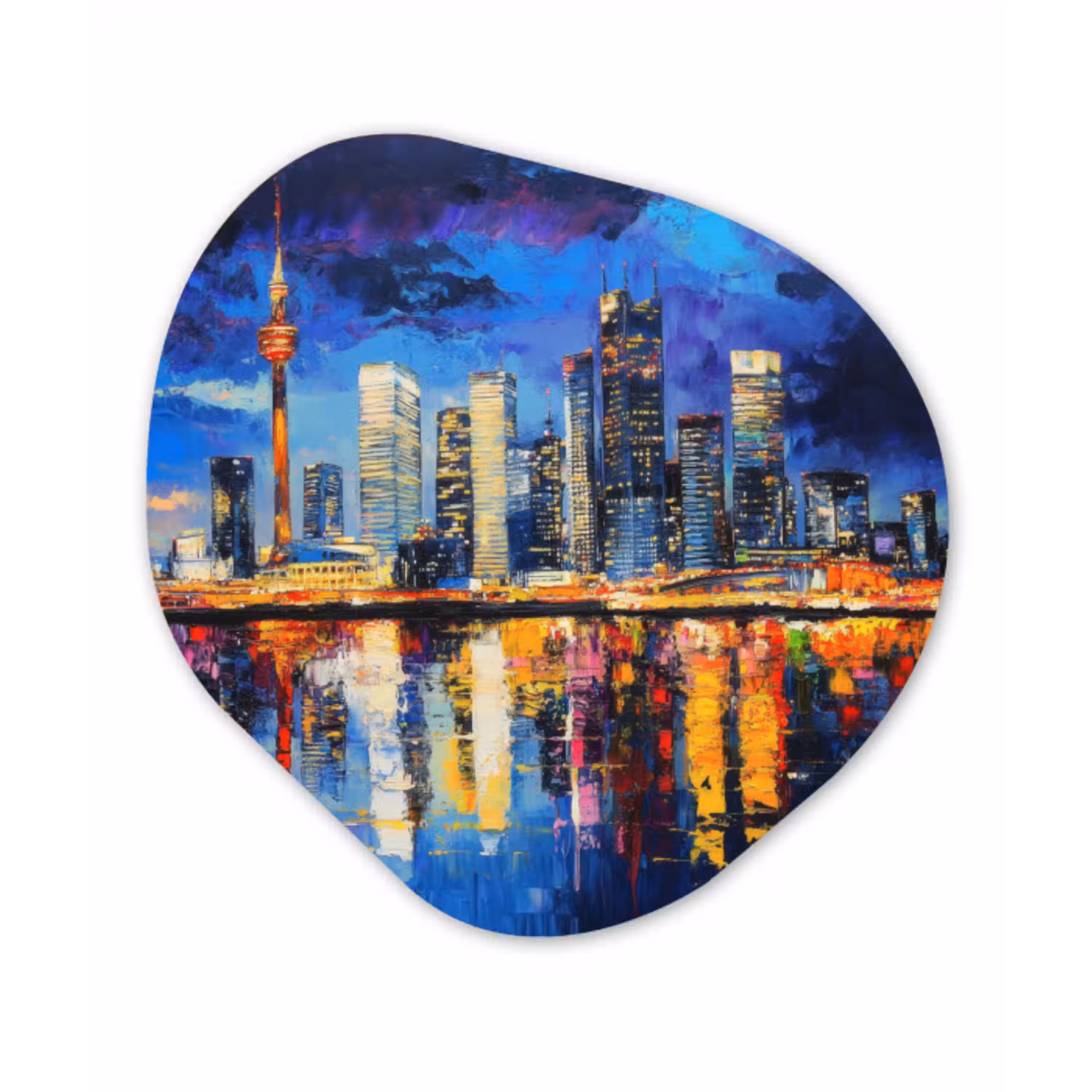 Skyline Toronto - Modern - Stadslicht - Blauw Wandcirkel Organisch Plexiglas middel -3d