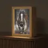 Paard - Dieren - Zwart - Luxe - Modern Light Box met kabel (Tafellamp) klein -z3d_website