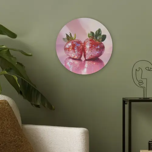 Disco - Fruit - Glitter - Strawberry Akoestische PET Vilt - Rond klein -sfeer2