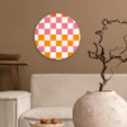 Vierkant - Patroon - Oranje Wandcirkel kunststof plaat 5mm dik klein 188 -sfeer1