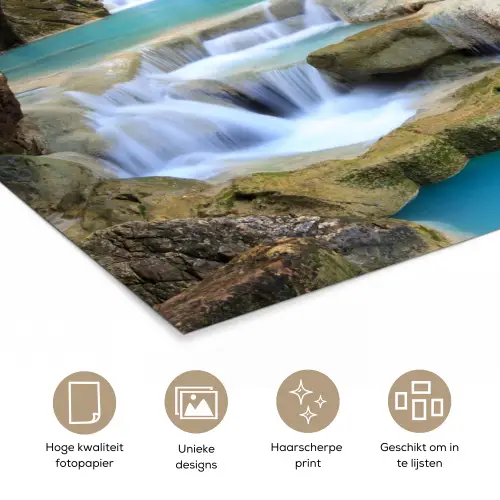 Waterval - Natuur  - Rivier - Bos - Water poster papier klein -closeup_NL