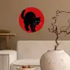 Kat - Zwart - Staart Wandcirkel behangsticker klein -sfeer1