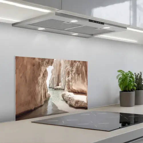 Rotsen - Zee - Zand - Kloof keuken achterwand spatscherm klein -3d_schuin