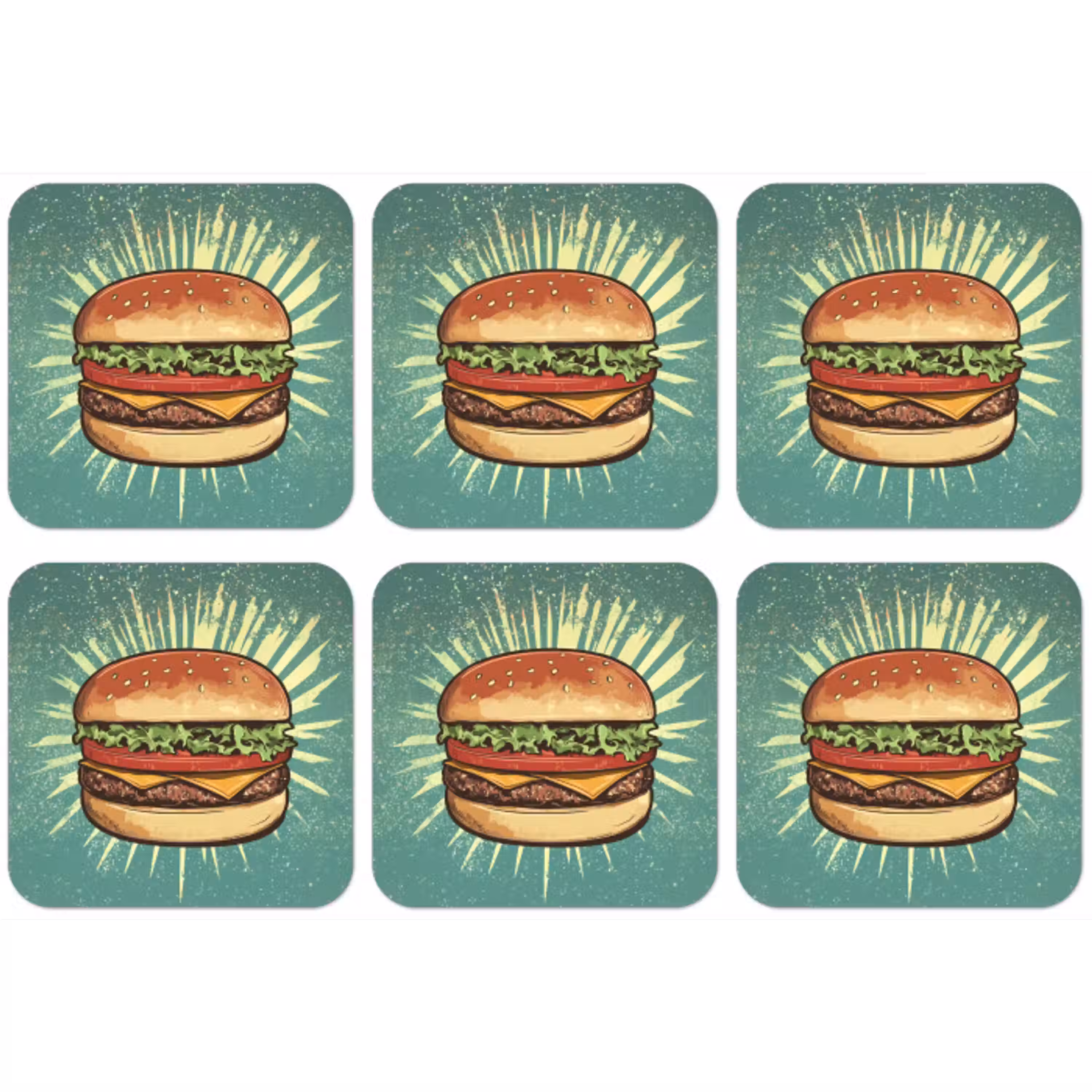 Hamburger - Illustratie - Sla - Kaas onderzetter kurk middel -zkaufland3dotto