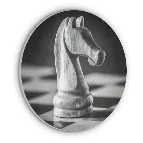 Paard - Hout - Schaalbord - Zwart Akoestische PET Vilt - Rond klein -3d