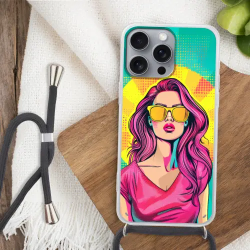 Zonnebril - Vrouw - Zonnig - Geel Hoesje iPhone 16 Pro Max met koord klein -sfeer4