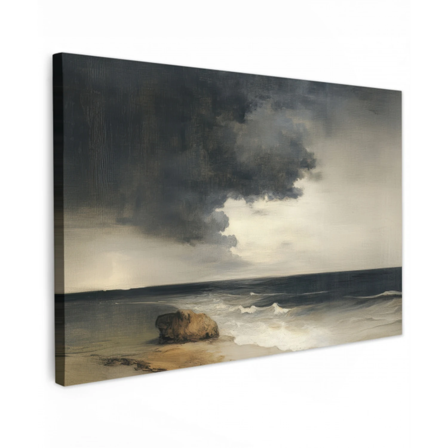 Kust - Golven - Rots - Storm Tuinposter op houten frame 2 cm dik klein -3d