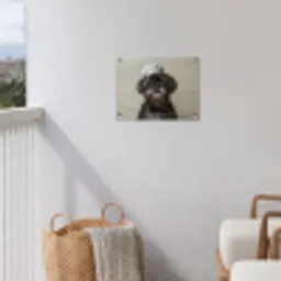 Kokskleding - Zwart - Hondje tuinposter los doek klein -sfeer8