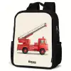 Brandweerwagen - Getekend - Rood Rugzak - Zwart middel -schuin
