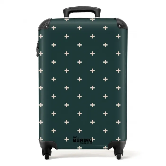 Patronen - Plus patroon op grijsblauw NBS - Handbagage koffer - Kinderen Unisex middel -productfoto_recht