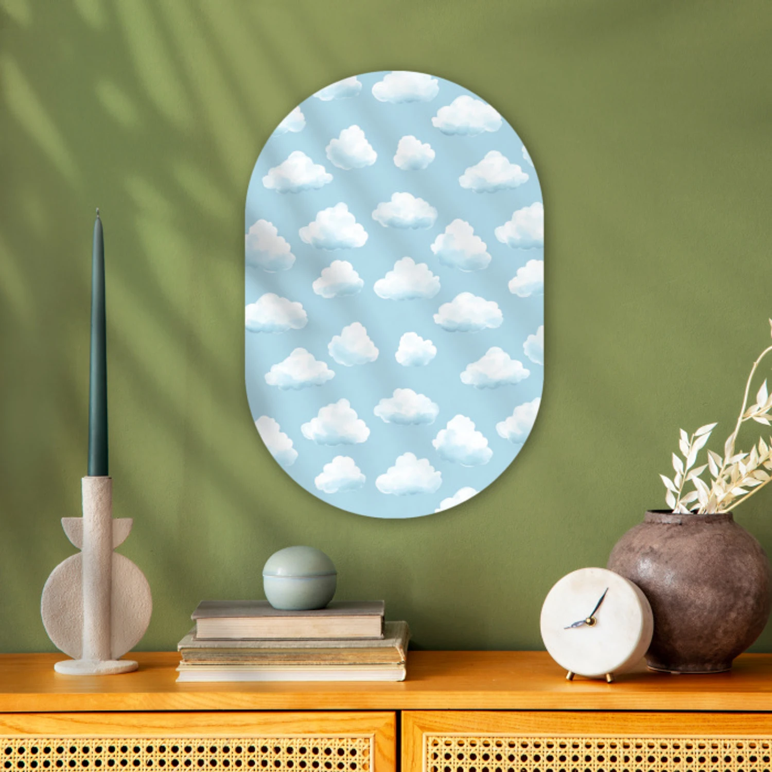 Wolken - Illustratie - Blauw Wandcirkel Ovaal Forex klein 630 -sfeer2
