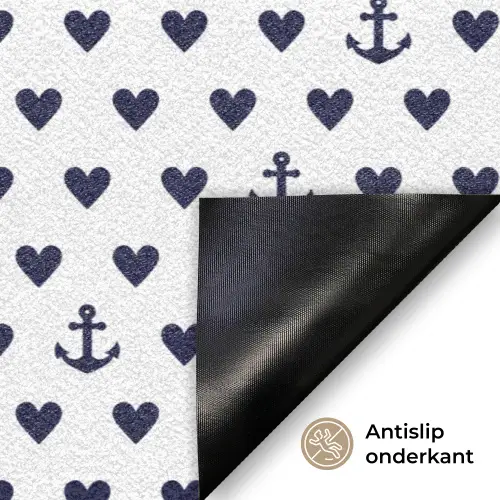 Anker - Hart - Blauw - Wit Deurmat klein 898 -antislip_NL