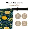 Bloemen - Bladeren - Citroenen - Blauw Wandkleed katoen klein 269 -sfeer2