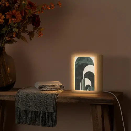 Bogen - Donkergroen - Lijnen Light Box met kabel (Tafellamp) klein -sfeer4